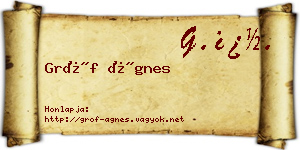 Gróf Ágnes névjegykártya